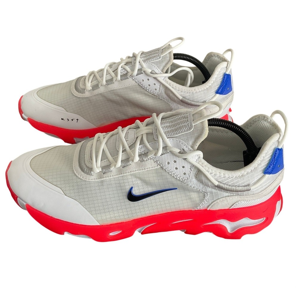 Nike React Live Mens 11 White Bright Crimson Racer Blue Running Shoes CV1772-103